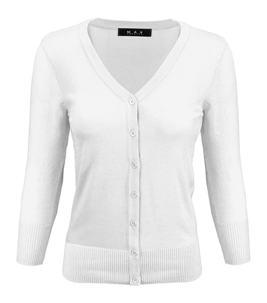 V-Neck Button Down Knit Cardigan Sweater-Charmful Clothing Boutique