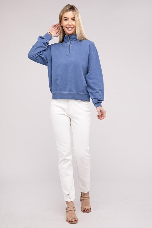 Half Zip Long Sleeve Sweatshirt-Charmful Clothing Boutique