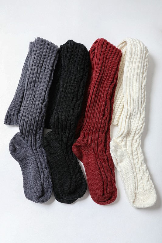 Knee High Cable Knit Socks-Charmful Clothing Boutique