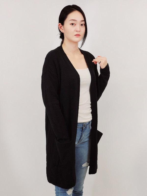 Cozy Elastic Loose Fit  Sweater Cardigan w/Pockets-Charmful Clothing Boutique