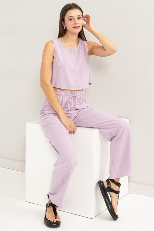 D-Linen Blended Top and Pants Set-Charmful Clothing Boutique