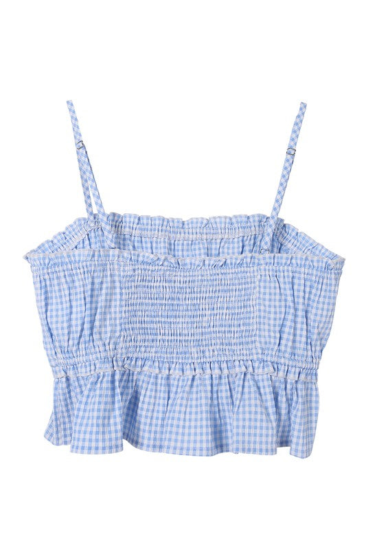 Blue gingham tank top-Charmful Clothing Boutique