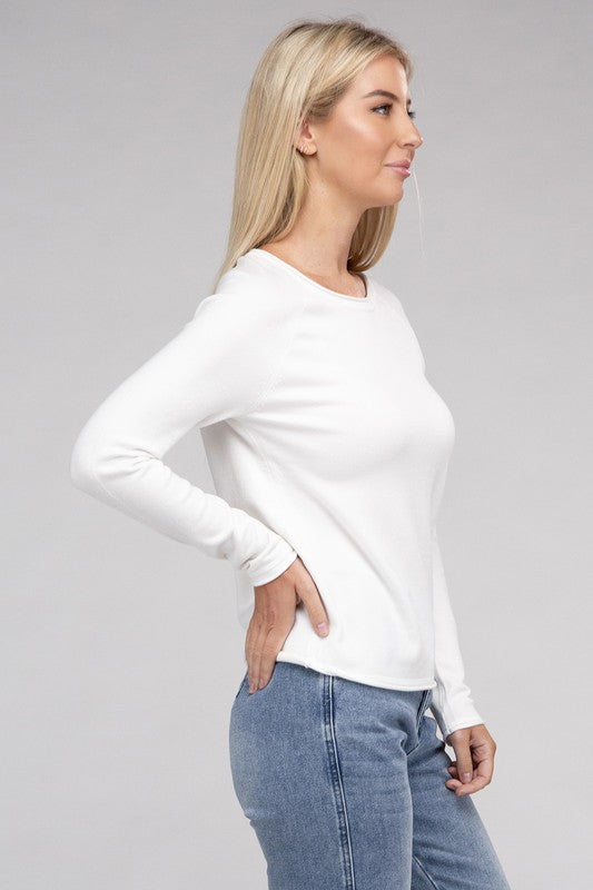 Viscose Round Neck Basic Sweater-Charmful Clothing Boutique