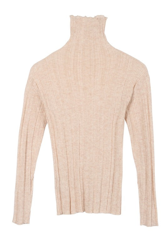 Wool blended mock neck sheer sweater-Charmful Clothing Boutique