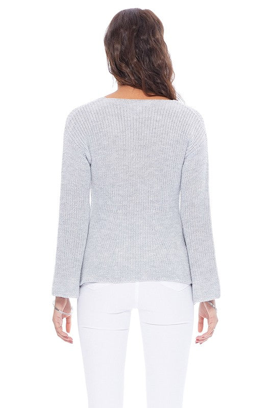 Light Weight Bell Sleeve All Season Sweater Top-Charmful Clothing Boutique