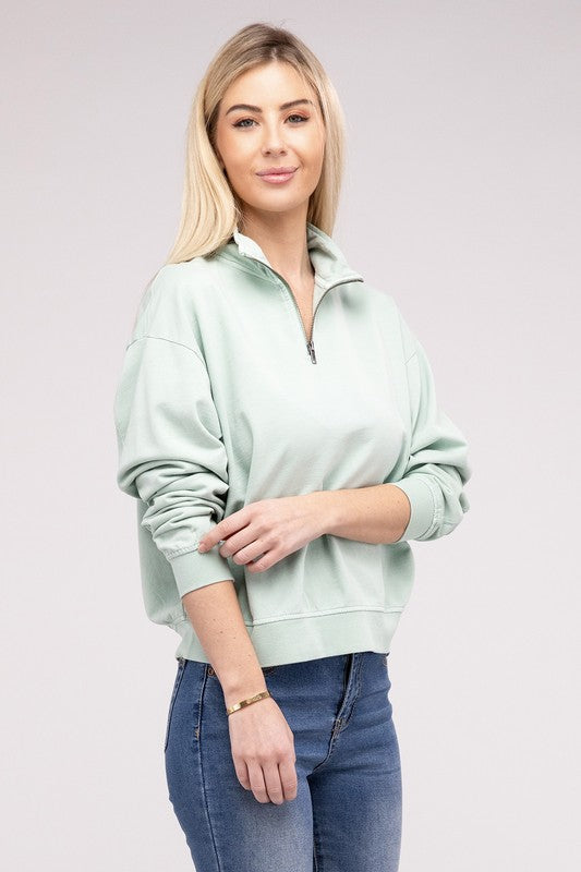 Half Zip Long Sleeve Sweatshirt-Charmful Clothing Boutique