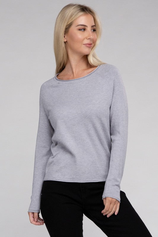 Viscose Round Neck Basic Sweater-Charmful Clothing Boutique