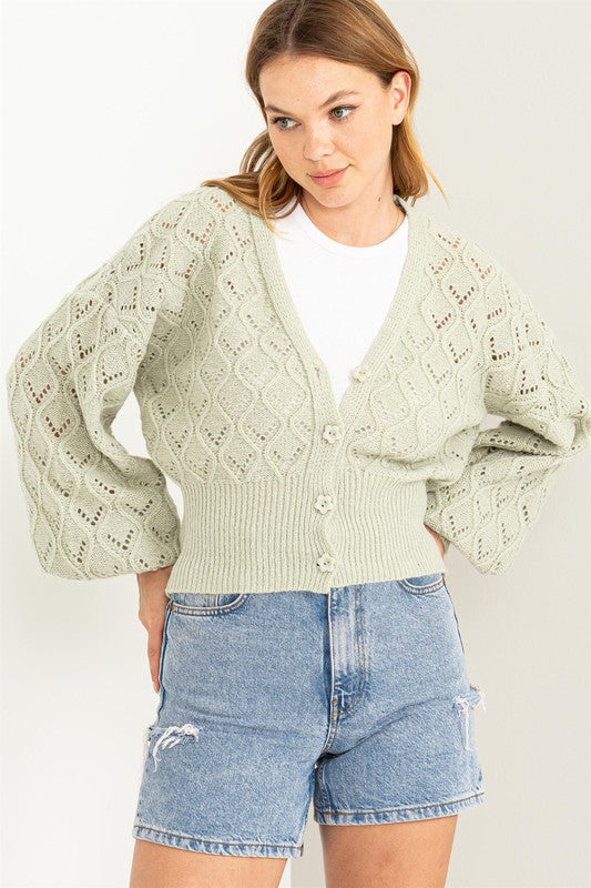 Days Together Pointelle Sweater Cardigan-Charmful Clothing Boutique