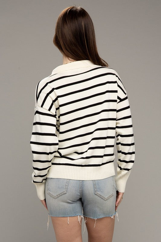 Stripe Collared Knit-Charmful Clothing Boutique