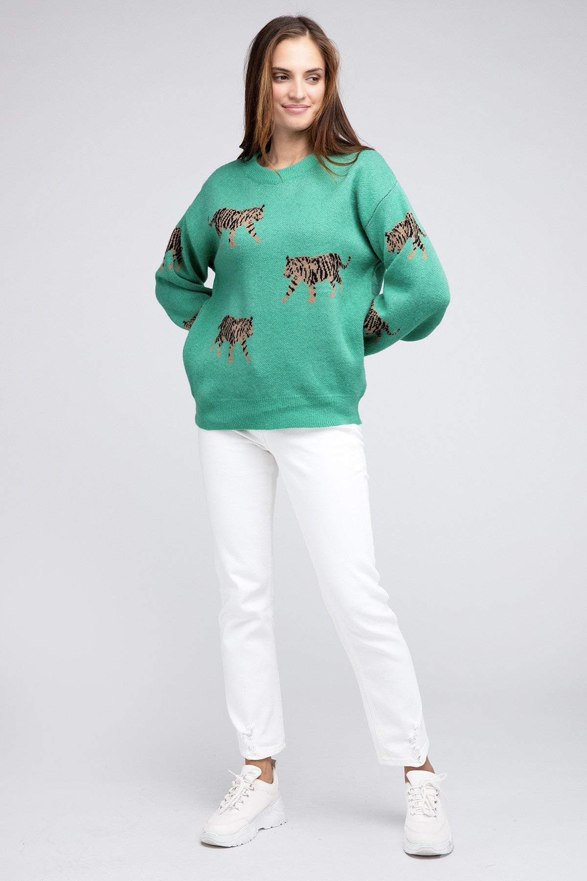 Tiger Pattern Sweater-Charmful Clothing Boutique