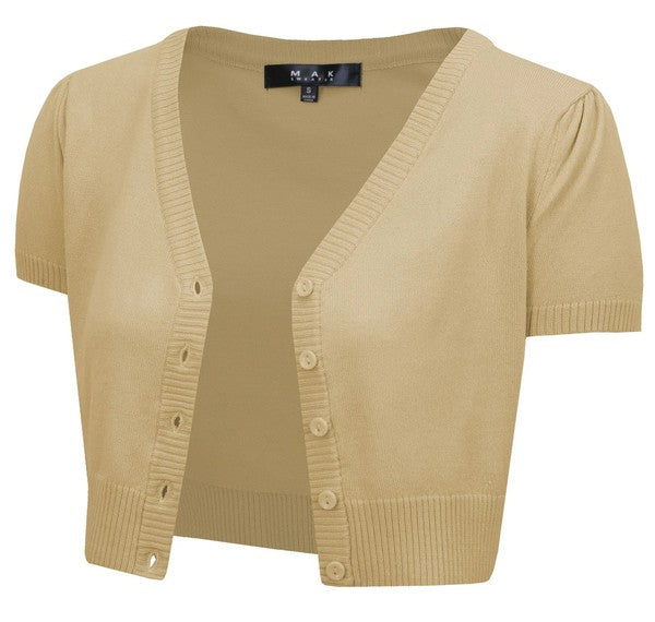 Cropped Bolero Button Down plus Cardigan Sweater-Charmful Clothing Boutique