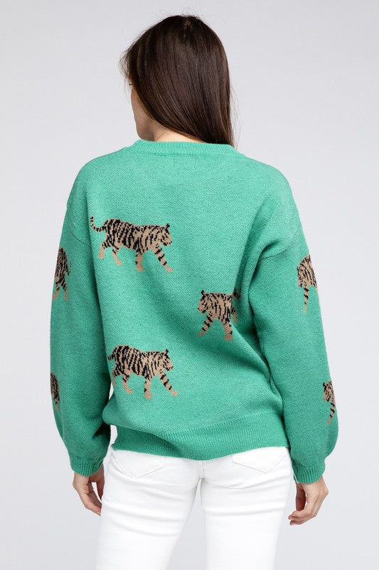 Tiger Pattern Sweater-Charmful Clothing Boutique