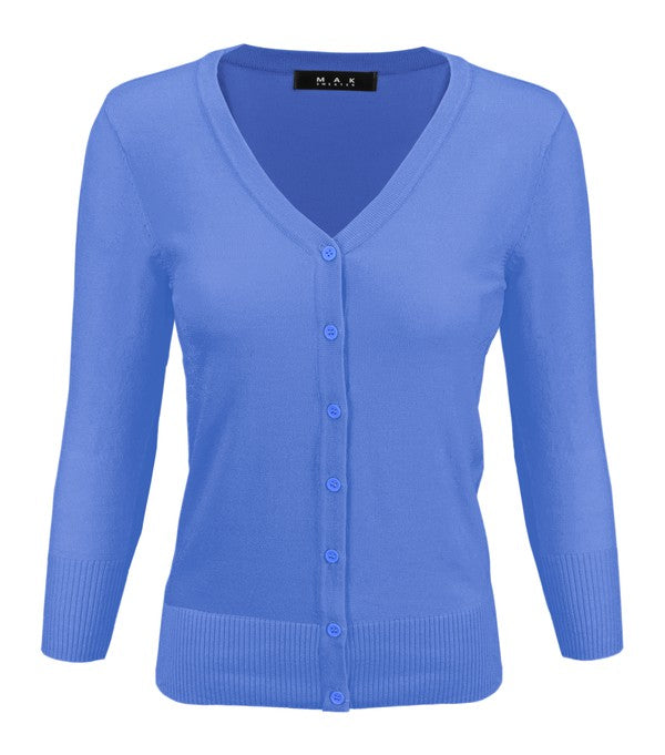 Crewneck Button Down Knit Plus Size  Cardigans-Charmful Clothing Boutique