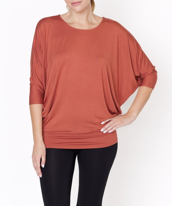 BAMBOO SIDE ROUCH DOLMAN TOP-Charmful Clothing Boutique