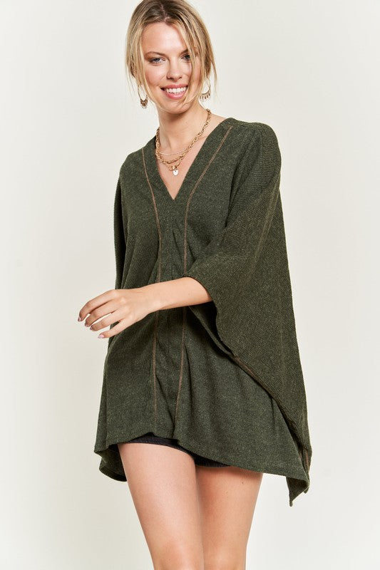 VNECK PONCHO TOP-Charmful Clothing Boutique