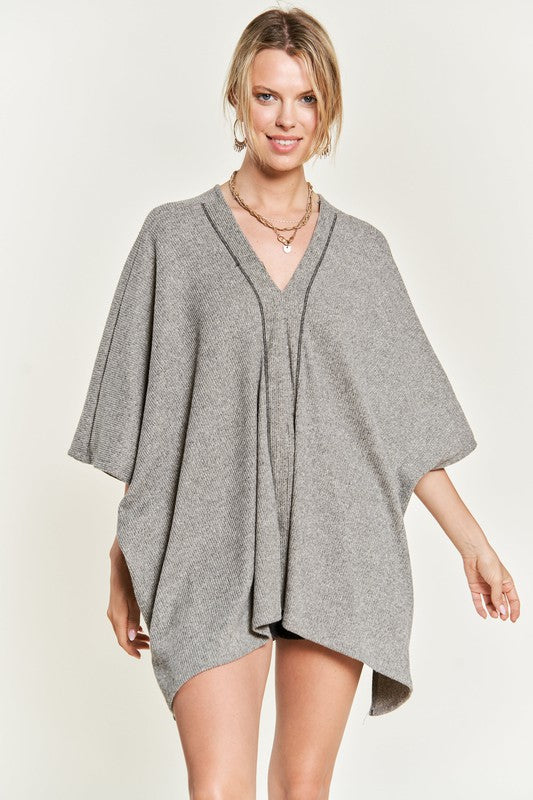 VNECK PONCHO TOP-Charmful Clothing Boutique