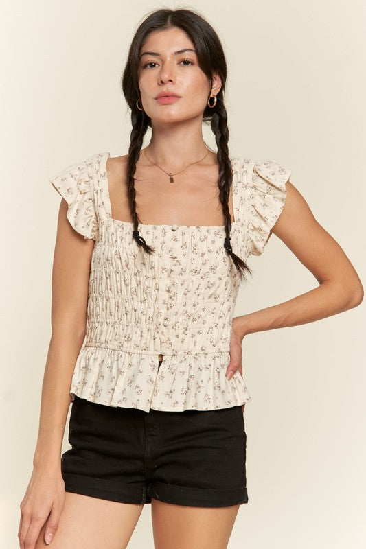 Floral print ruffled top-Charmful Clothing Boutique