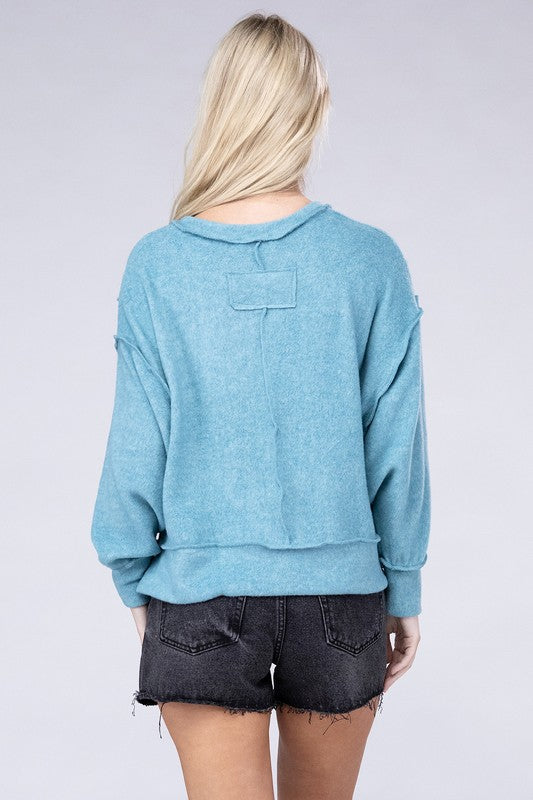 Brushed Melange Hacci Oversized Sweater-Charmful Clothing Boutique