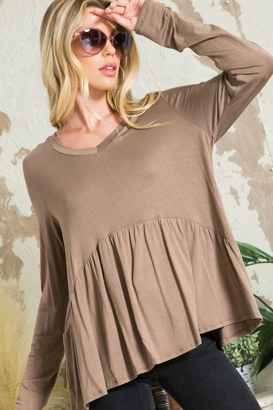 PLUS SOLID BABYDOLL TOP-Charmful Clothing Boutique