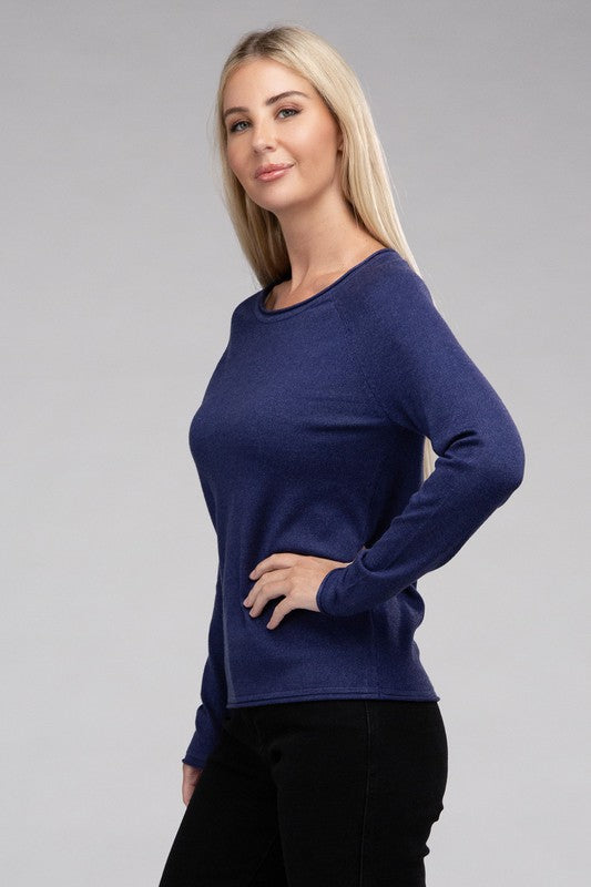 Viscose Round Neck Basic Sweater-Charmful Clothing Boutique