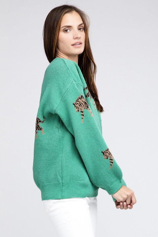 Tiger Pattern Sweater-Charmful Clothing Boutique