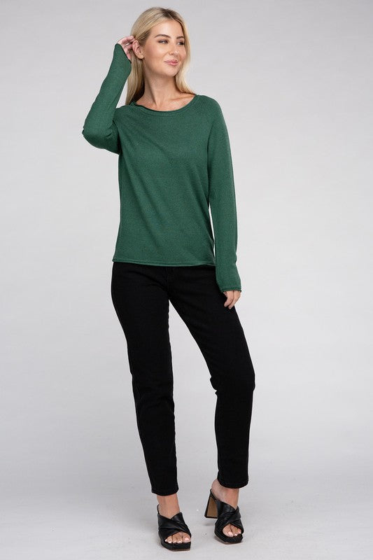 Viscose Round Neck Basic Sweater-Charmful Clothing Boutique