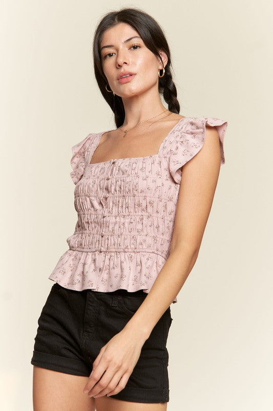 Floral print ruffled top-Charmful Clothing Boutique