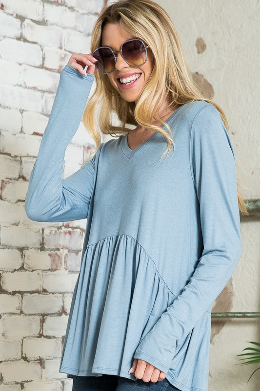 SOLID BABYDOLL TOP-Charmful Clothing Boutique