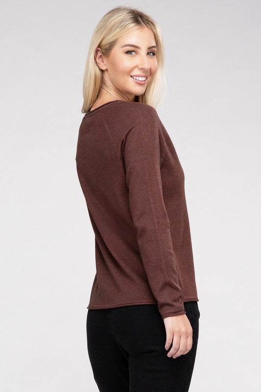 Viscose Round Neck Basic Sweater-Charmful Clothing Boutique