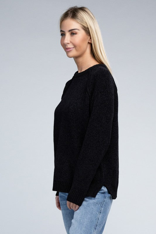 Raglan Chenille Sweater-Charmful Clothing Boutique