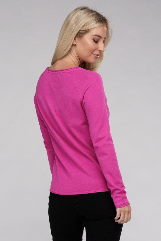 Viscose Round Neck Basic Sweater-Charmful Clothing Boutique