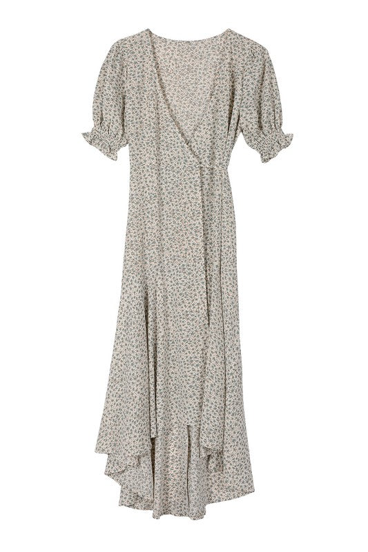 SS V neck wrap dress-Charmful Clothing Boutique