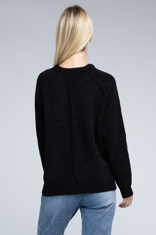 Raglan Chenille Sweater-Charmful Clothing Boutique