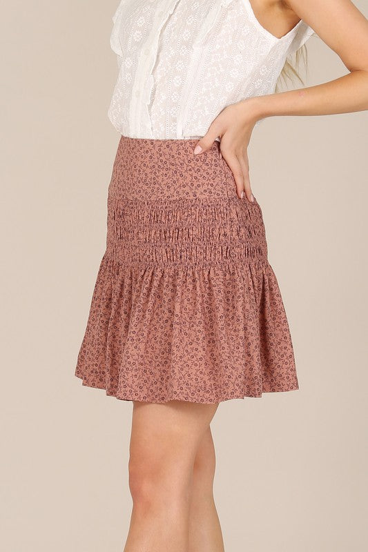 Floral smocked skirt-Charmful Clothing Boutique