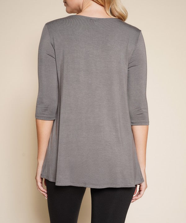 BAMBOO ELBOW TUNIC T-Charmful Clothing Boutique