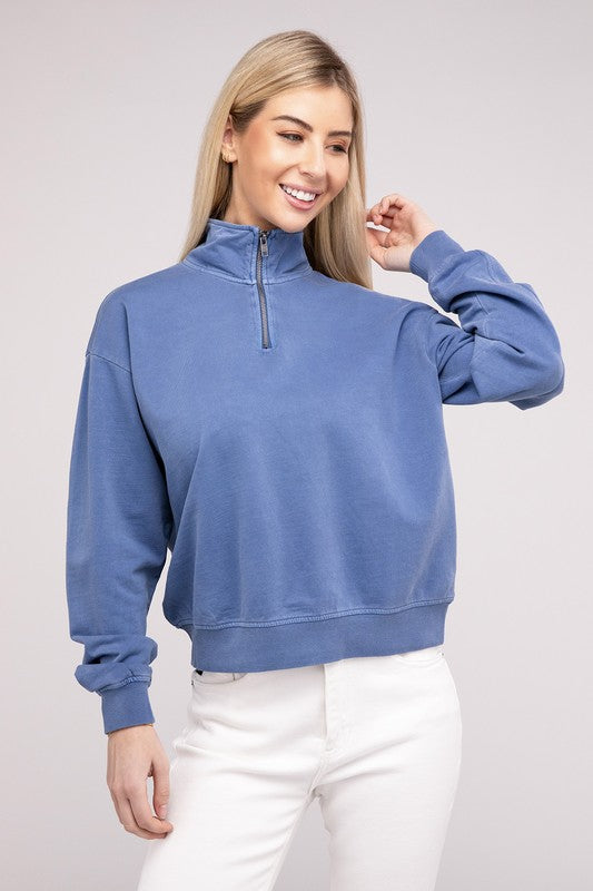 Half Zip Long Sleeve Sweatshirt-Charmful Clothing Boutique