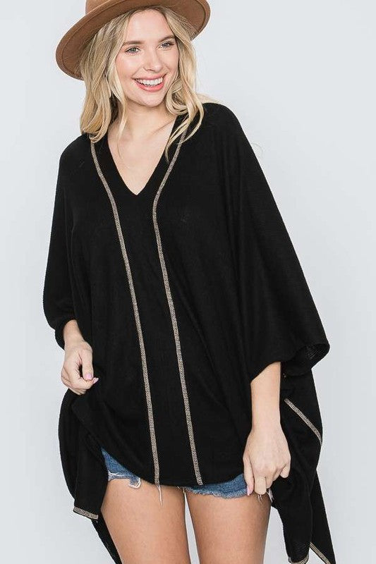 VNECK PONCHO TOP-Charmful Clothing Boutique