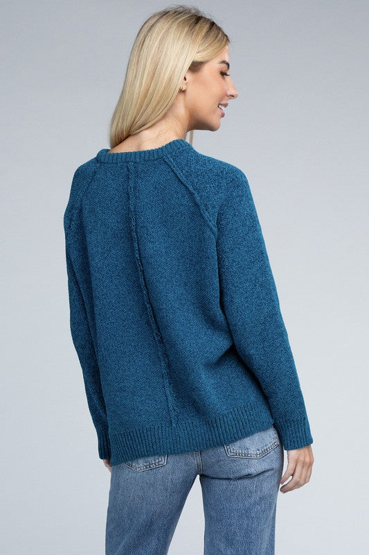 Raglan Chenille Sweater-Charmful Clothing Boutique