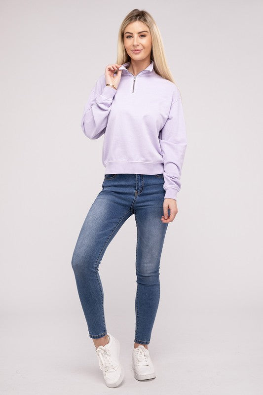 Half Zip Long Sleeve Sweatshirt-Charmful Clothing Boutique