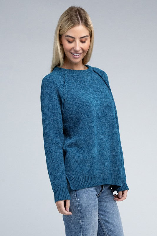 Raglan Chenille Sweater-Charmful Clothing Boutique