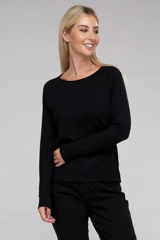 Viscose Round Neck Basic Sweater-Charmful Clothing Boutique