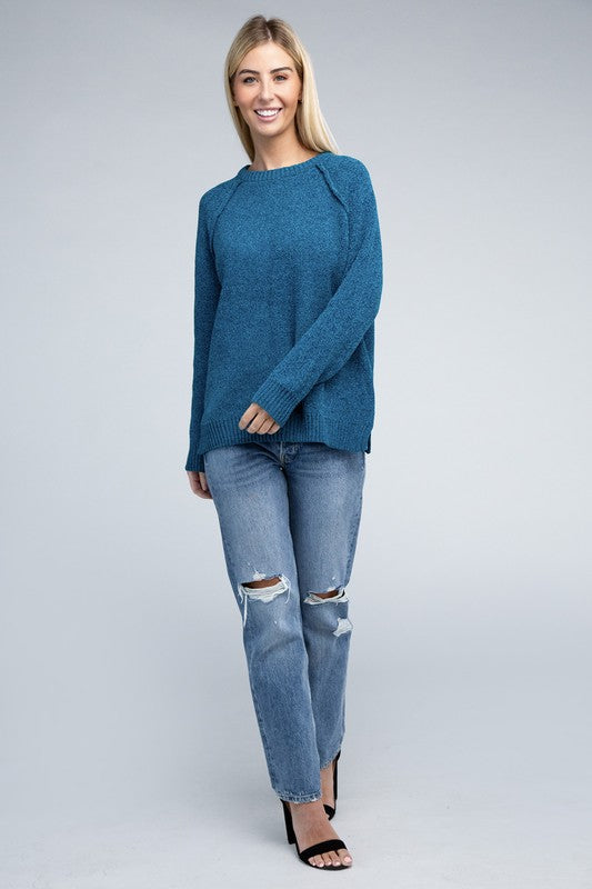 Raglan Chenille Sweater-Charmful Clothing Boutique