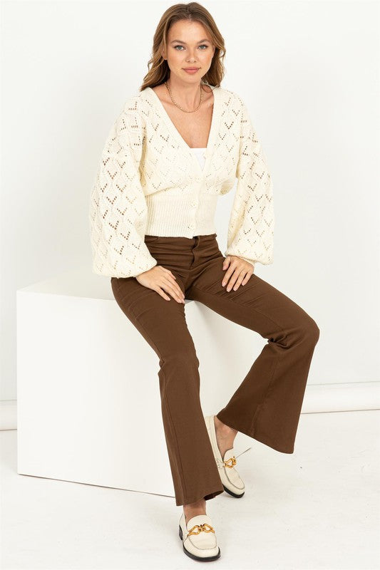 Days Together Pointelle Sweater Cardigan-Charmful Clothing Boutique