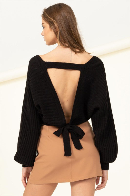 Simply Stunning Tie-Back Cropped Sweater Top-Charmful Clothing Boutique