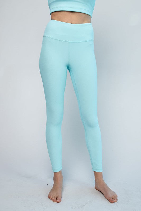 Nylon Rib Yoga Leggings-Charmful Clothing Boutique