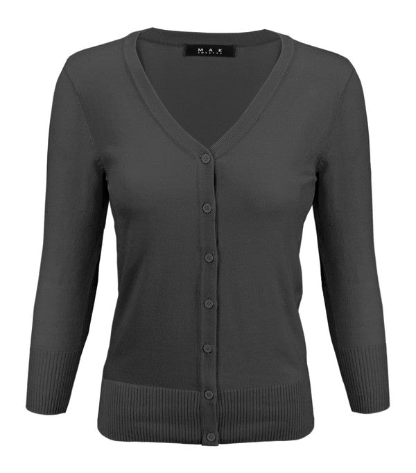 Crewneck Button Down Knit Plus Size  Cardigans-Charmful Clothing Boutique