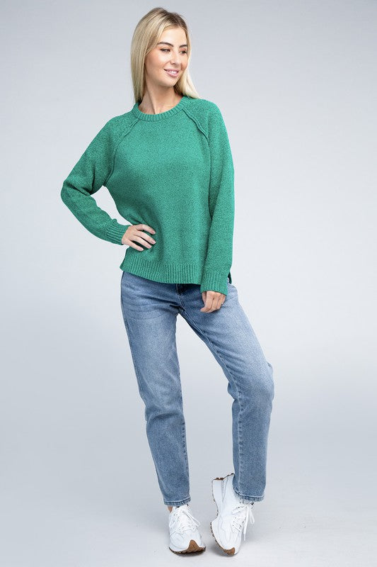 Raglan Chenille Sweater-Charmful Clothing Boutique