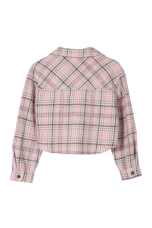 Plaid crop jacket-Charmful Clothing Boutique