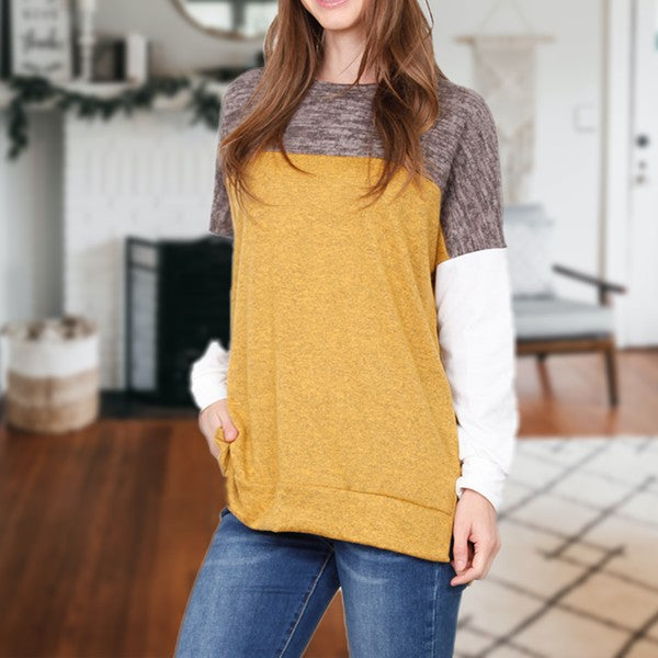 Three Color-Block Tunic-Charmful Clothing Boutique