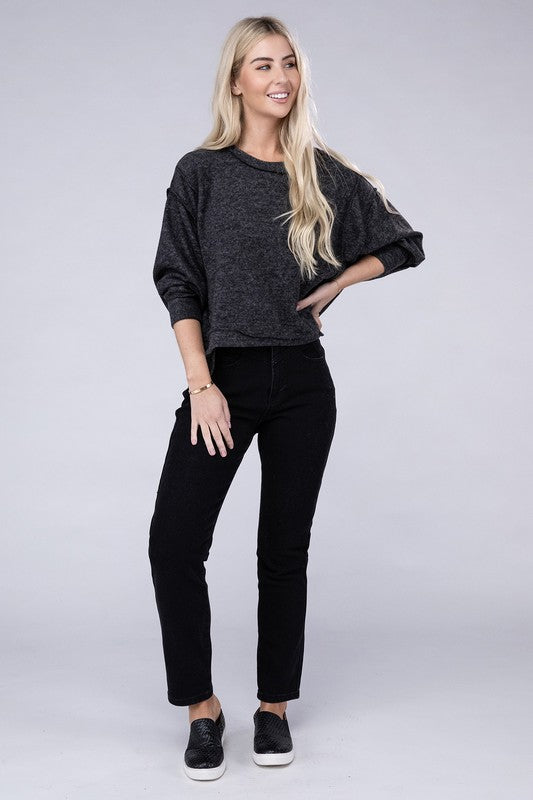 Brushed Melange Hacci Oversized Sweater-Charmful Clothing Boutique